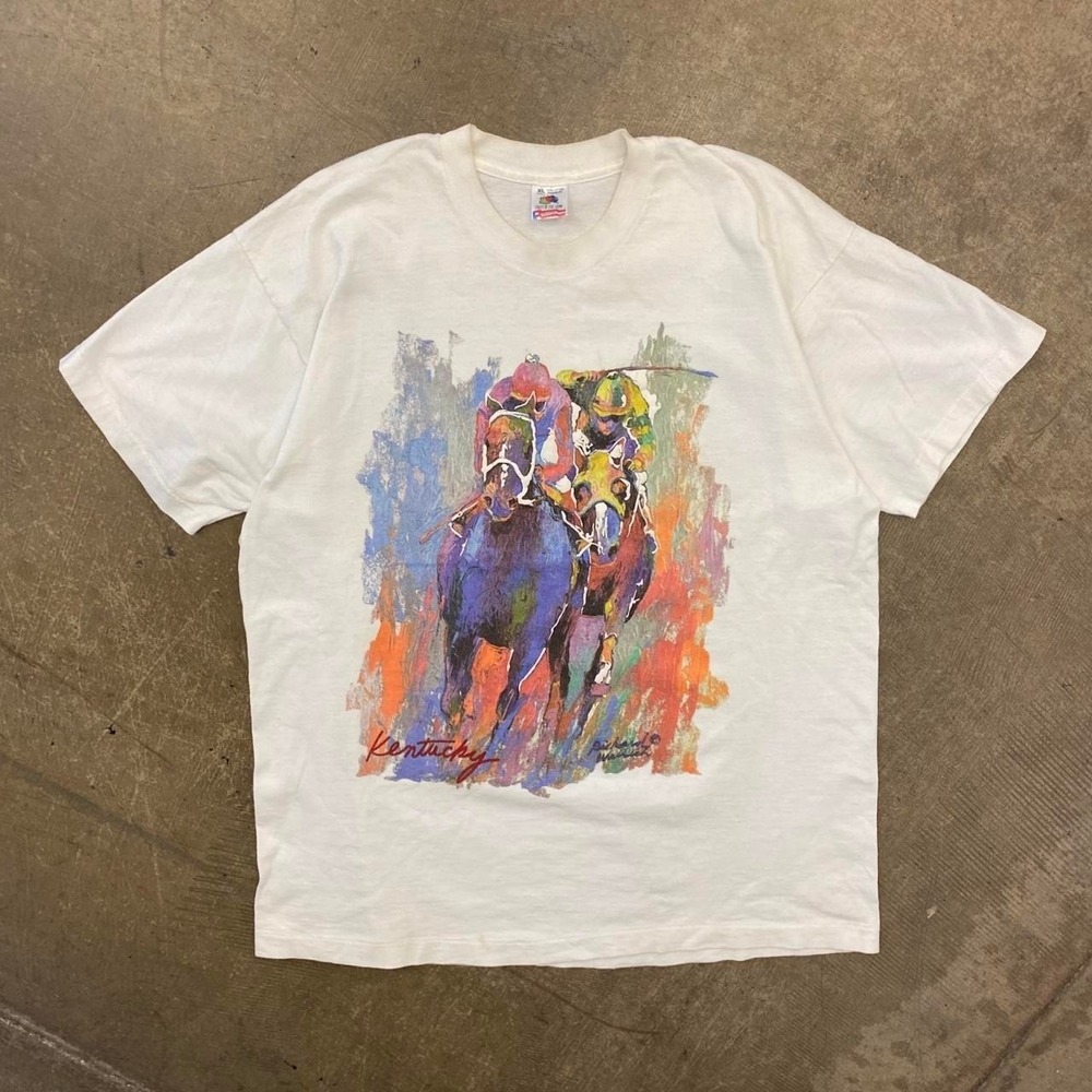 Vintage Kentucky Derby Churchill Downs 90s Single Stitch Paint Art T-Shirt XL